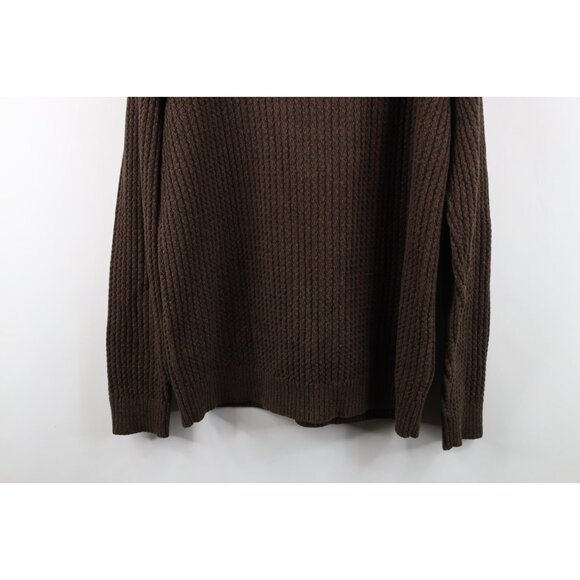 Vintage Eddie Bauer Mens Large Faded Cotton Ribbed Knit Henley Sweater Brown - Picture 12 of 12